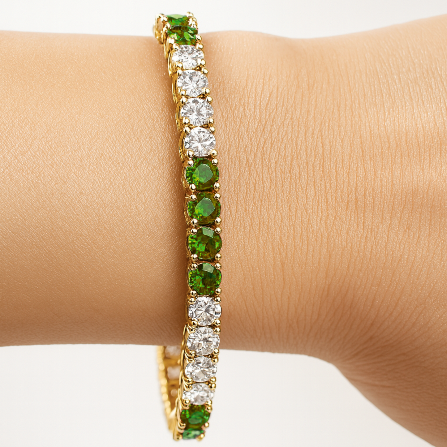 Gold Tone Colored Tennis Bracelet 5 Stone