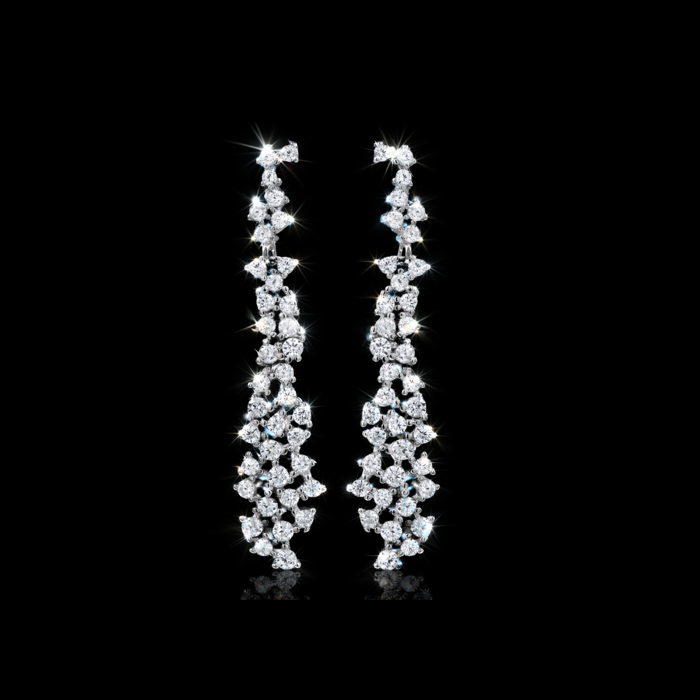 Silver Long Cluster Earring