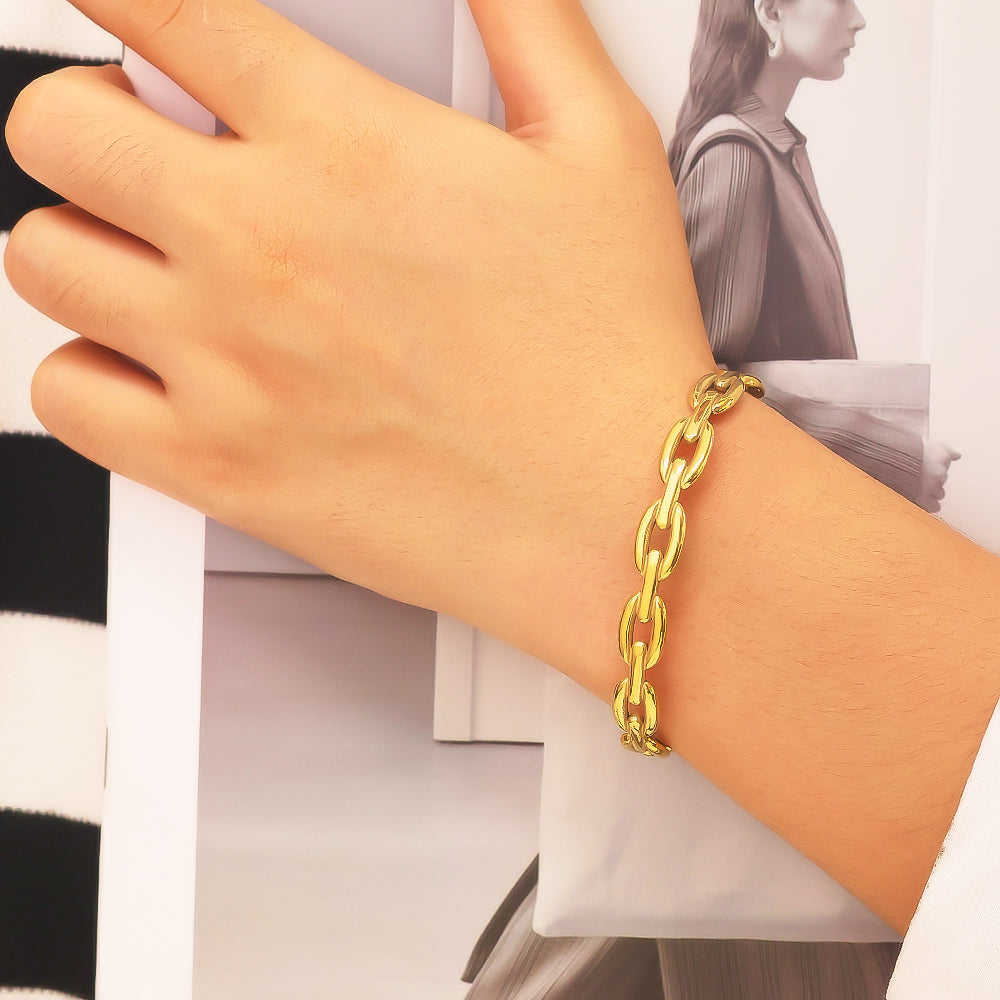 Gold Plated Stainless Steel Chain Link Bangle