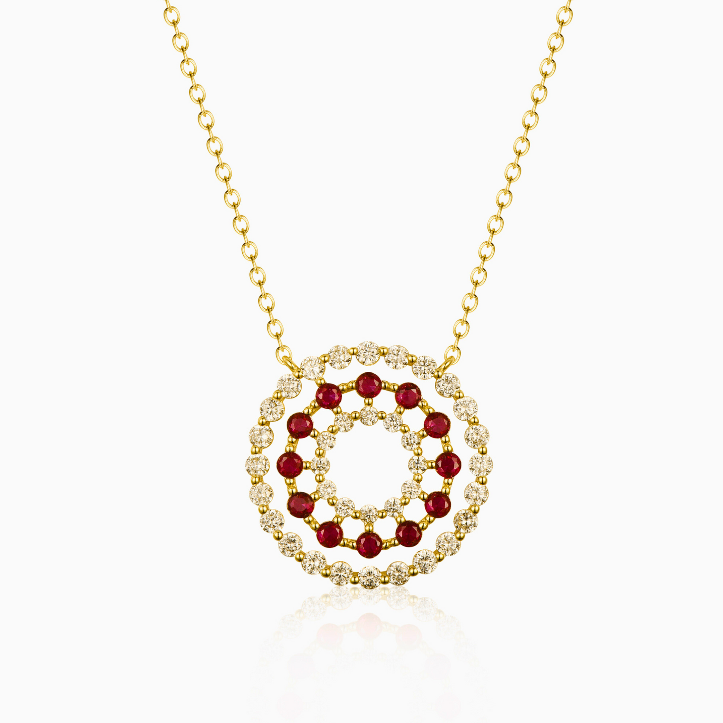 Round Cluster Disc Necklace 3 Row with Rhinestones