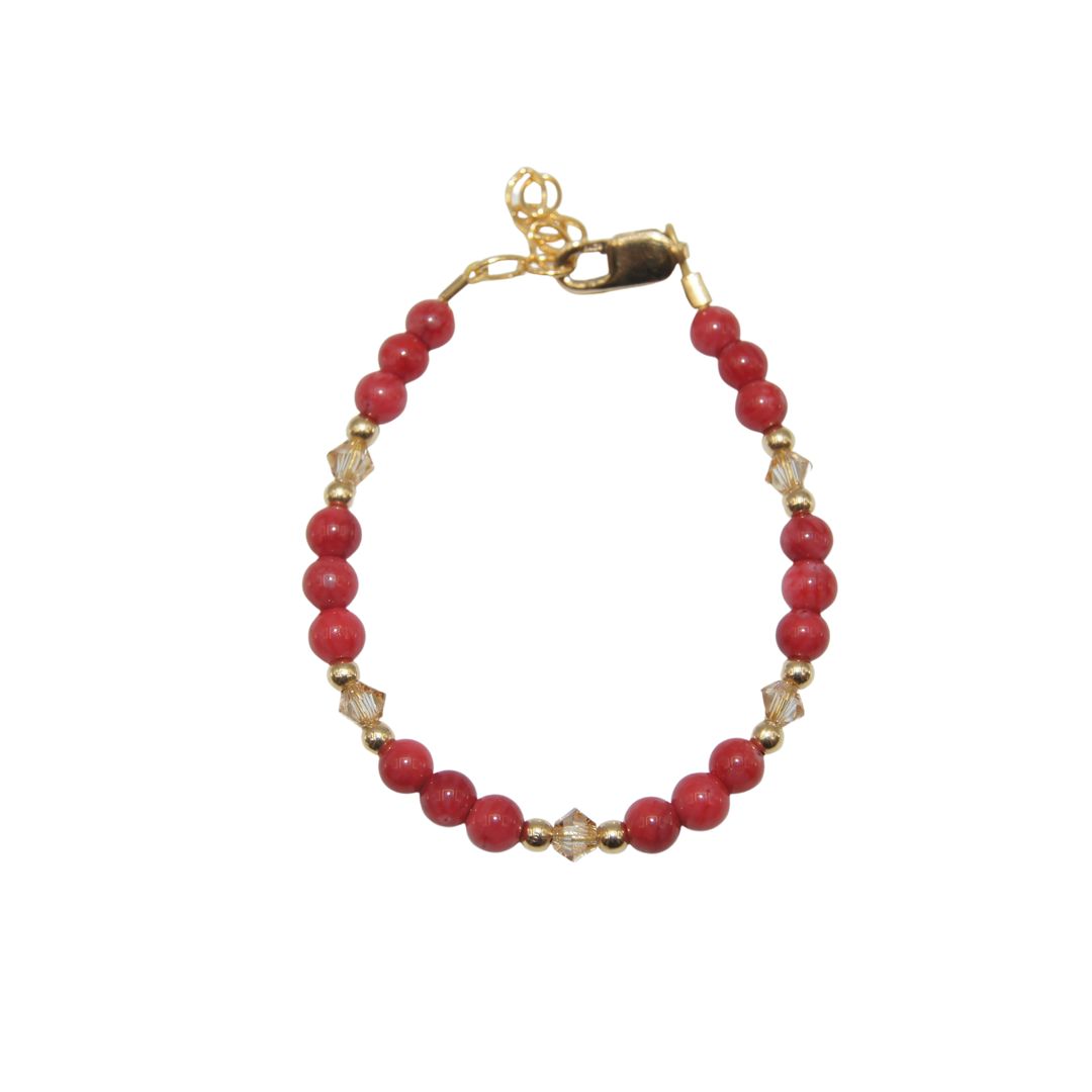 Red Beads and Crystal Bracelet