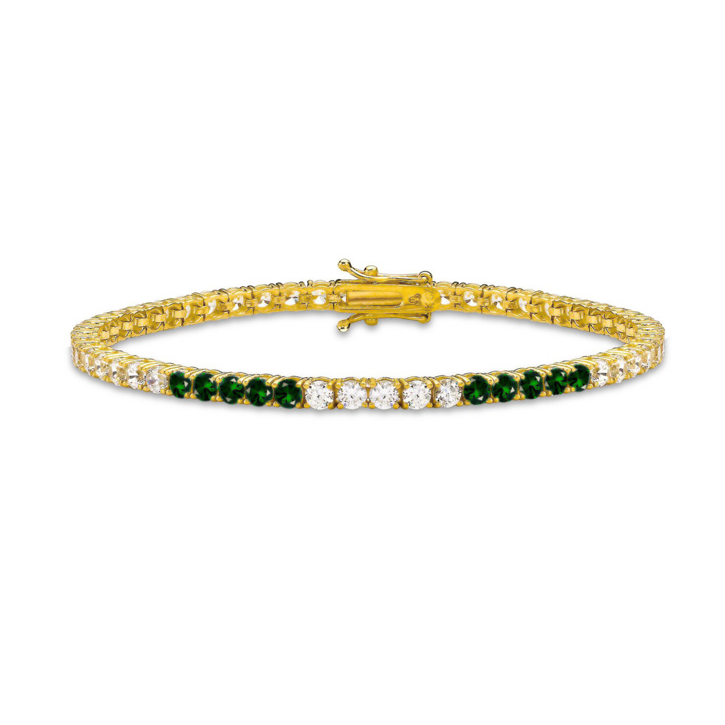 Gold Plated Colored Tennis Bracelet 5 Stone