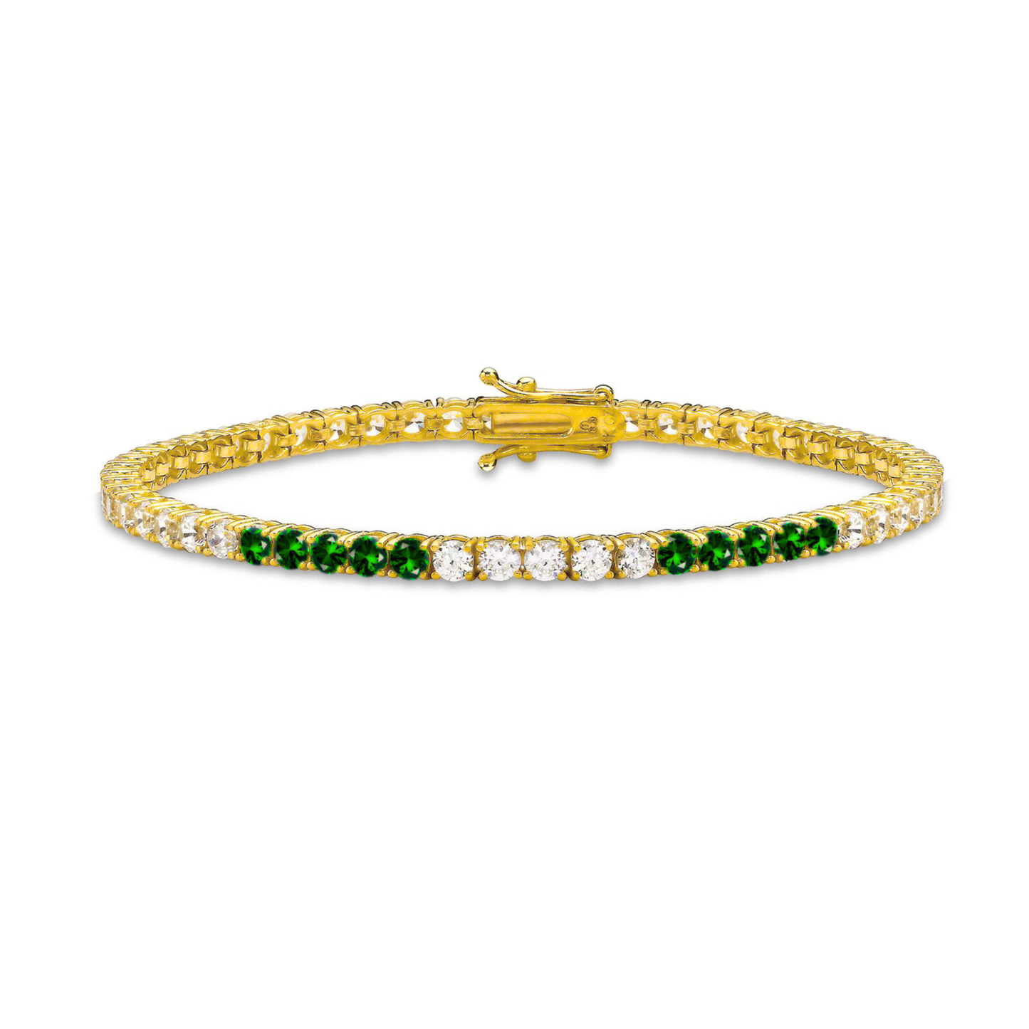 Gold Tone Colored Tennis Bracelet 5 Stone