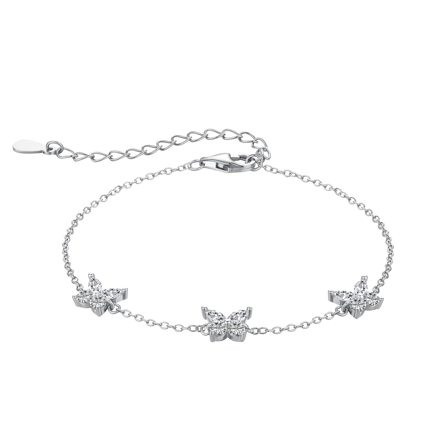 Sterling Silver Crystal Butterfly Bracelet