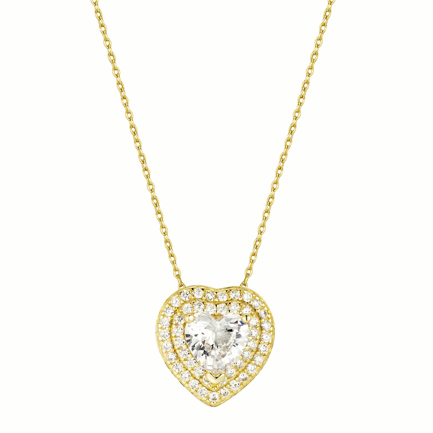 Solitaire Halo Heart Necklace