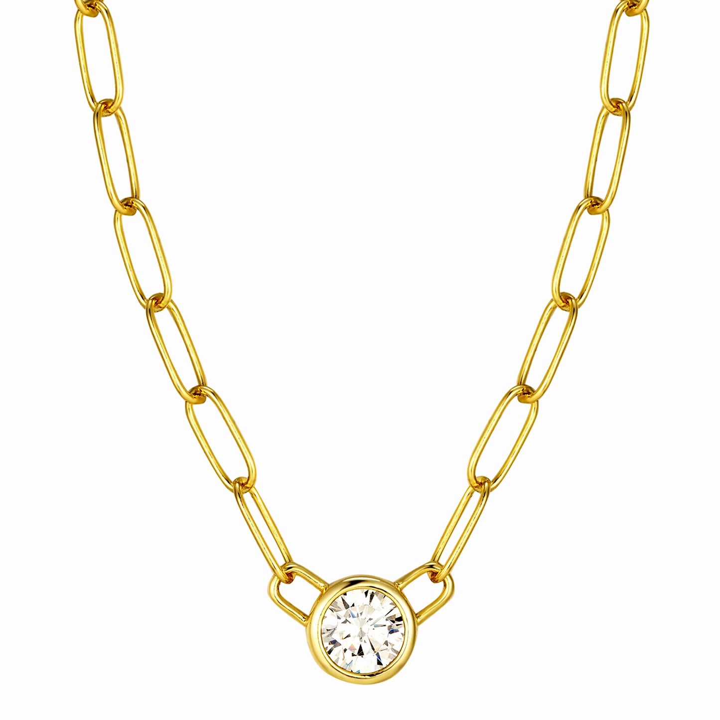 Paperclip Bezel Solitaire Necklace