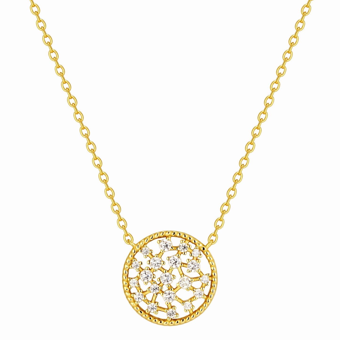 Scattered Stone Disc Necklace