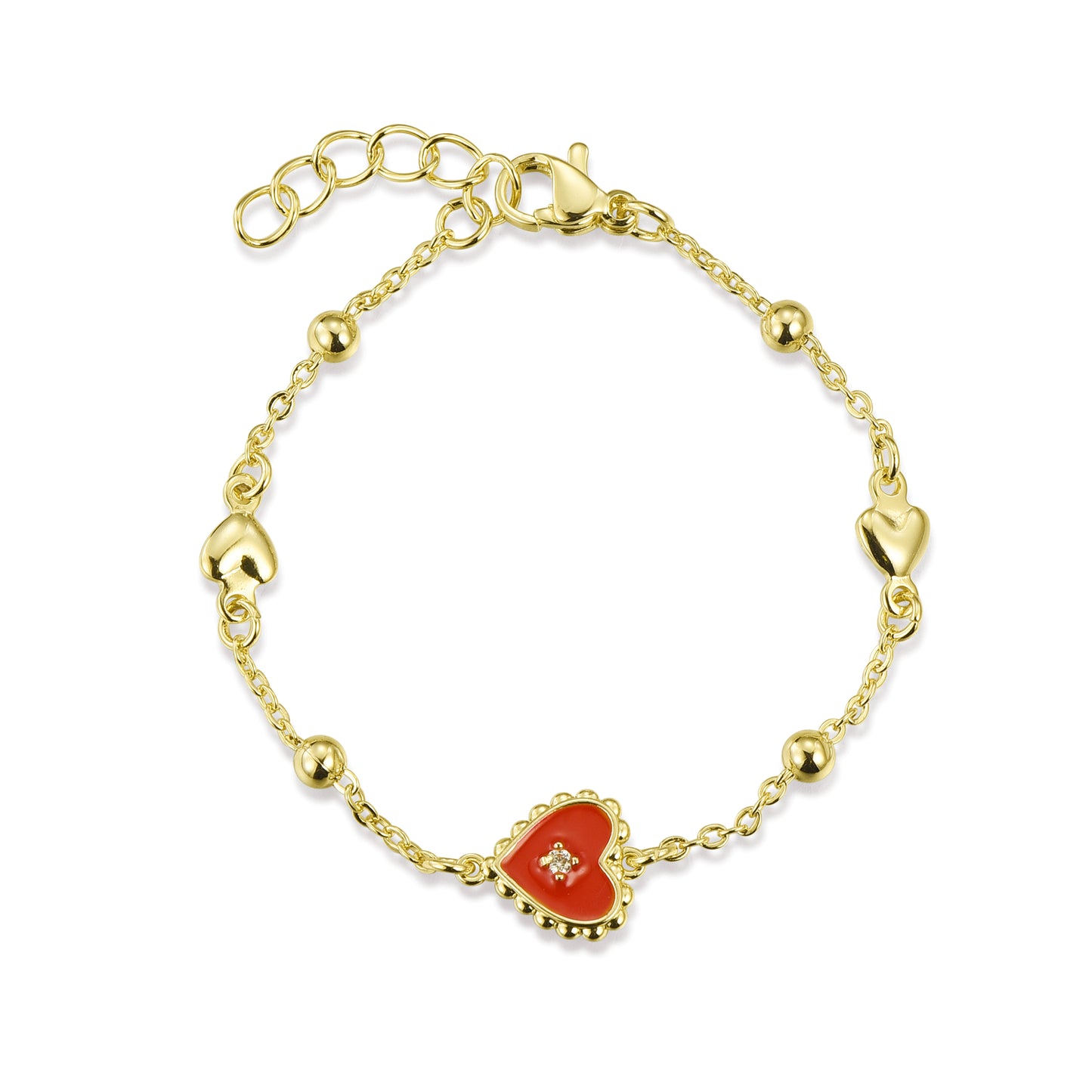Red Enamel Heart Satellite Bracelet