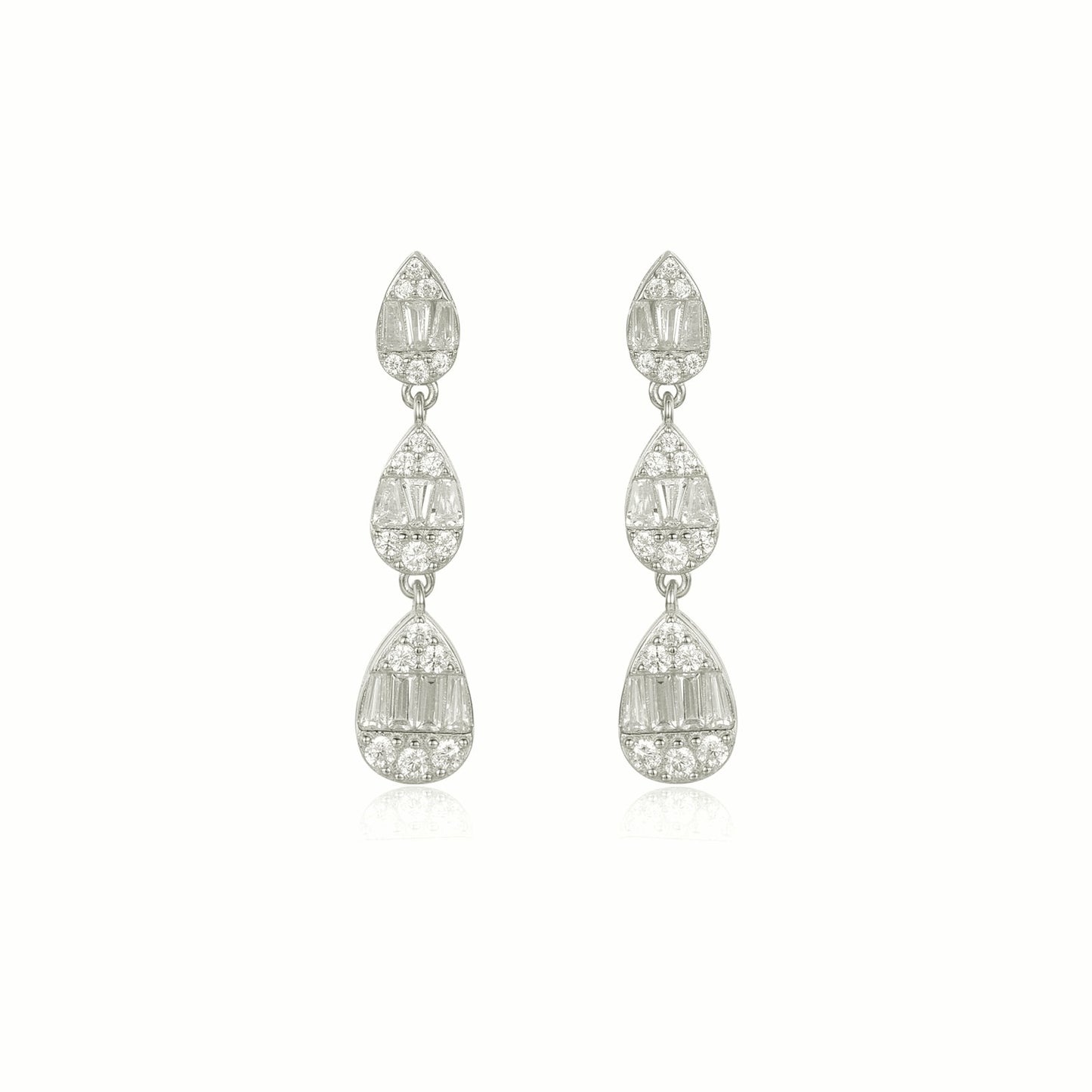 Silver Tiered Teardrop Earring