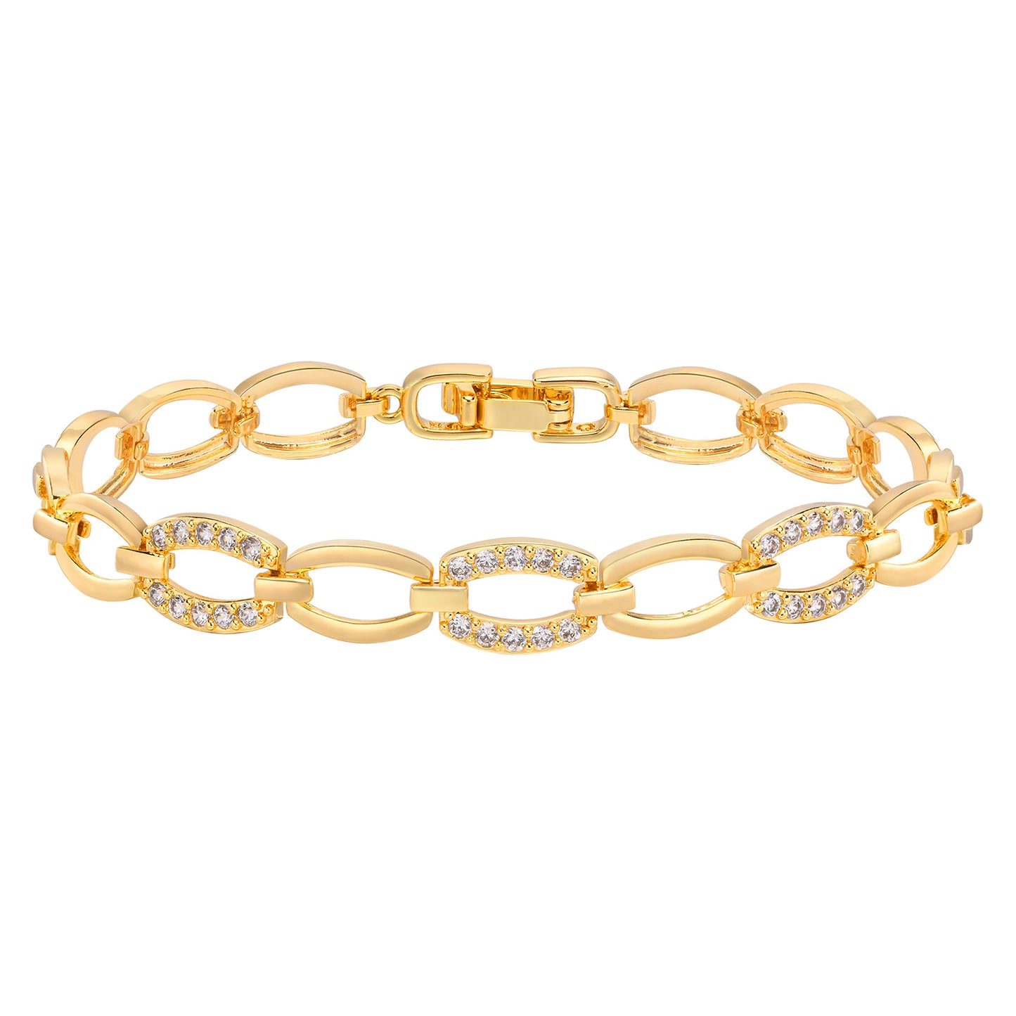 Gold Tone Chain Link Pave Bracelet