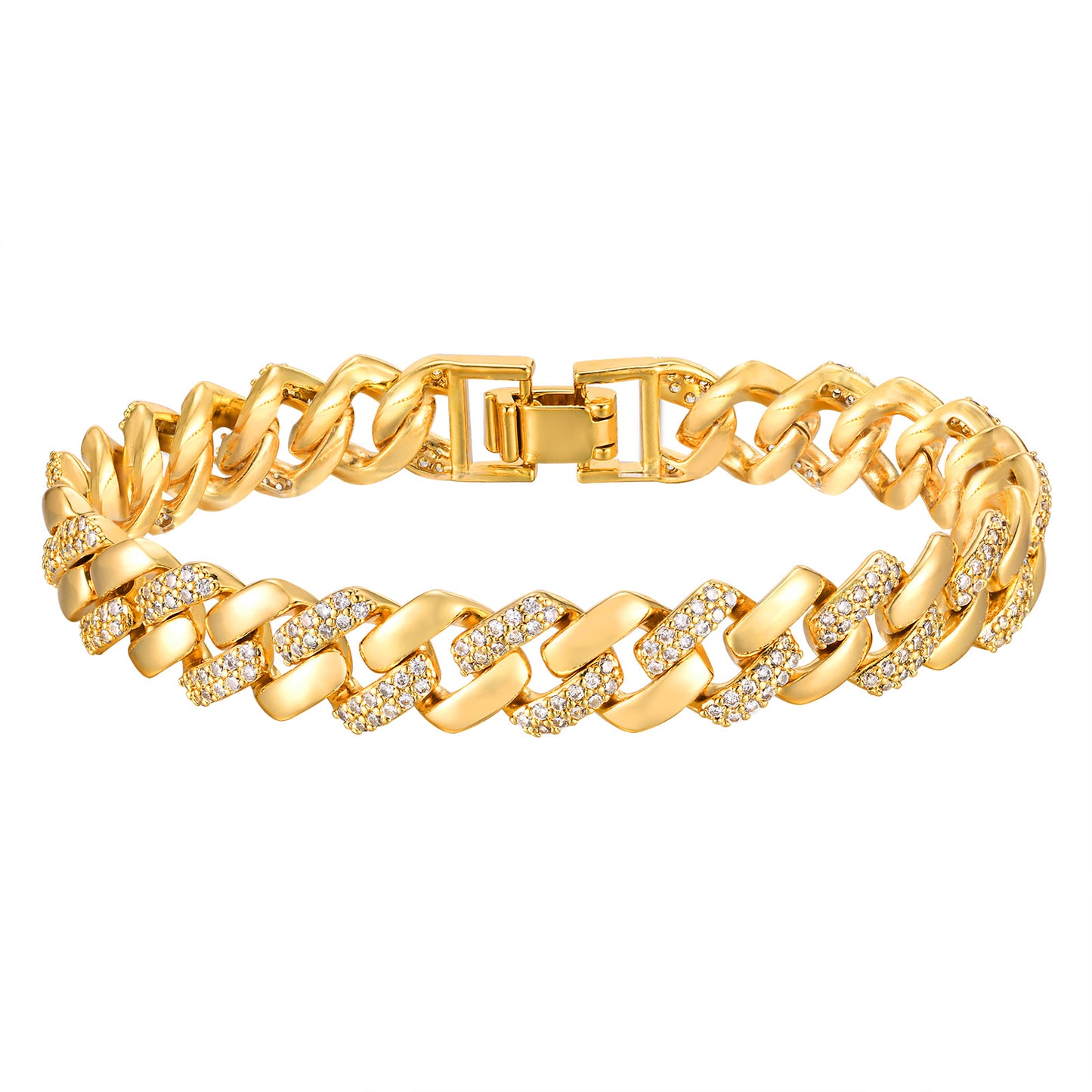 Gold Tone and Pave Curb Chain Large