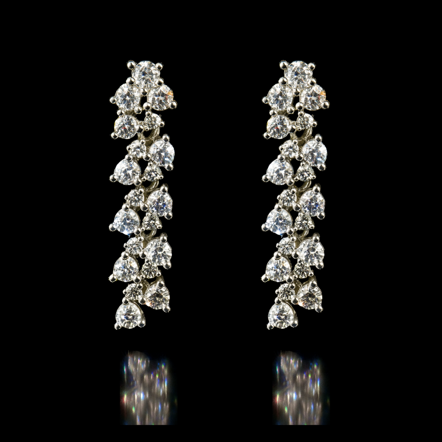 Silver Double Row Drop Earring