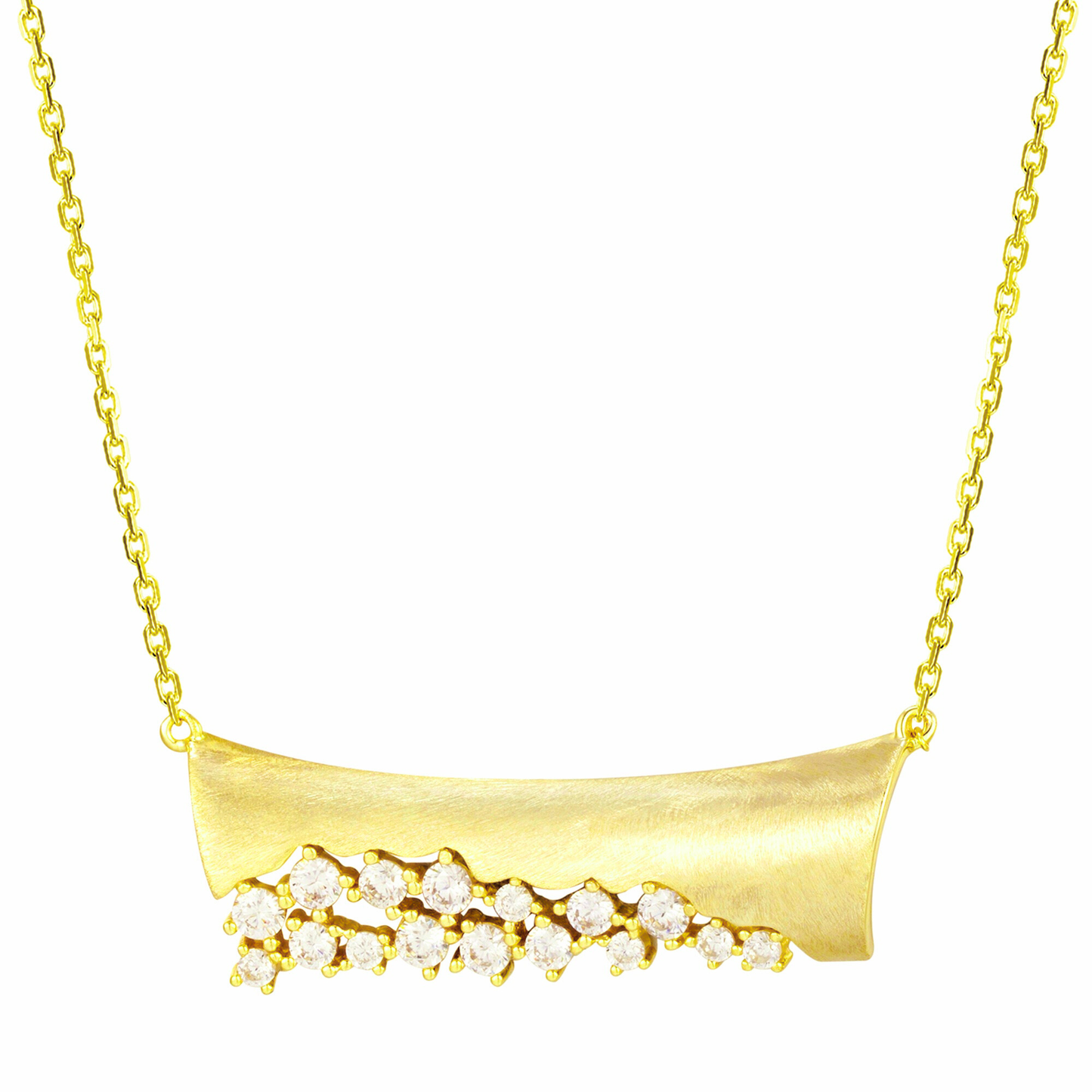 Gold Bar Necklace with Stones