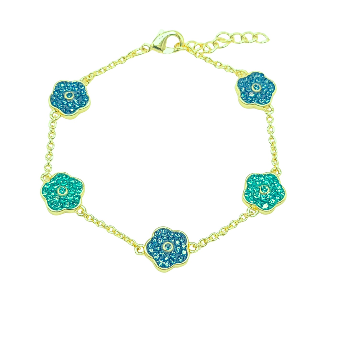 Gold Plated Blue Flower Bracelet