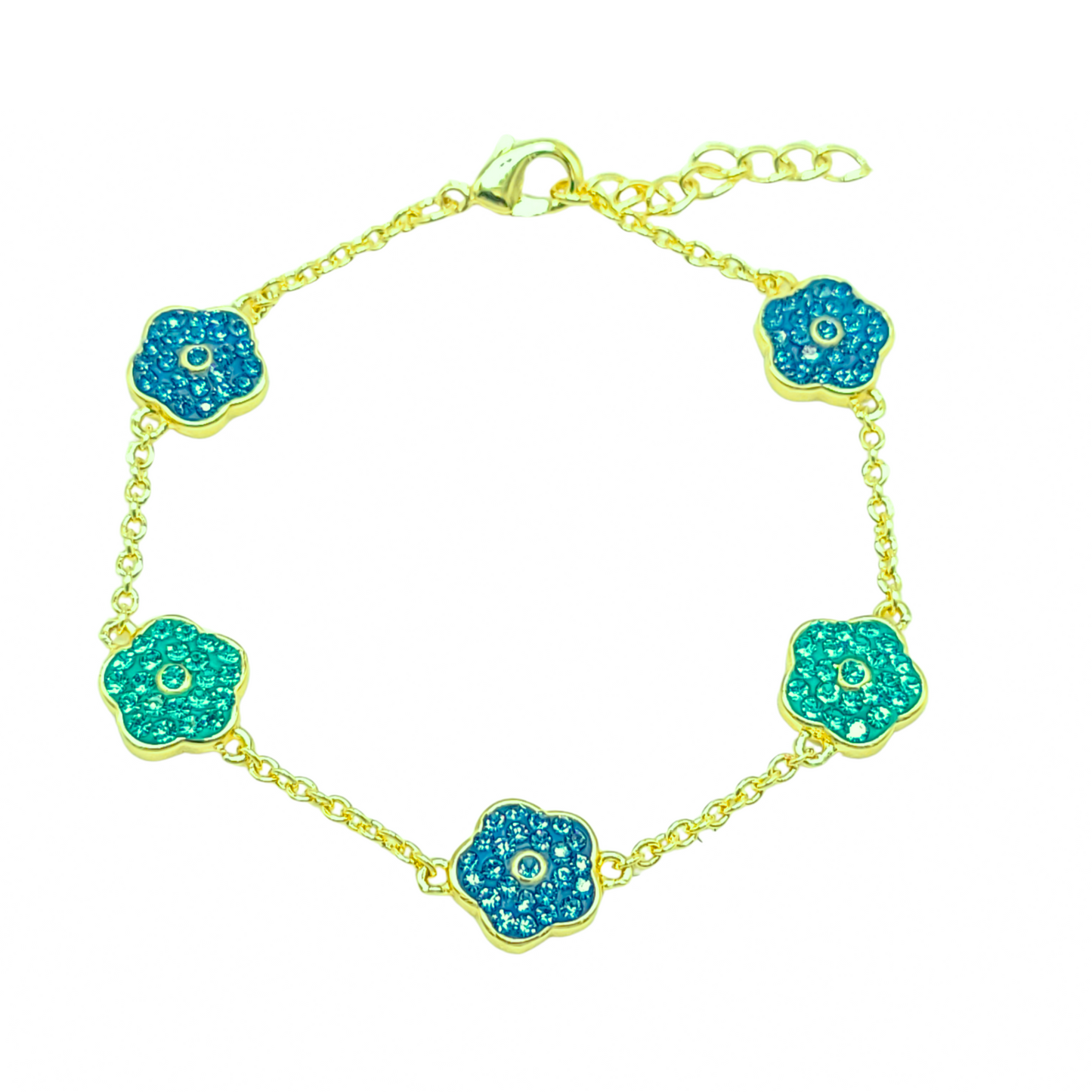 Gold Plated Blue Flower Bracelet