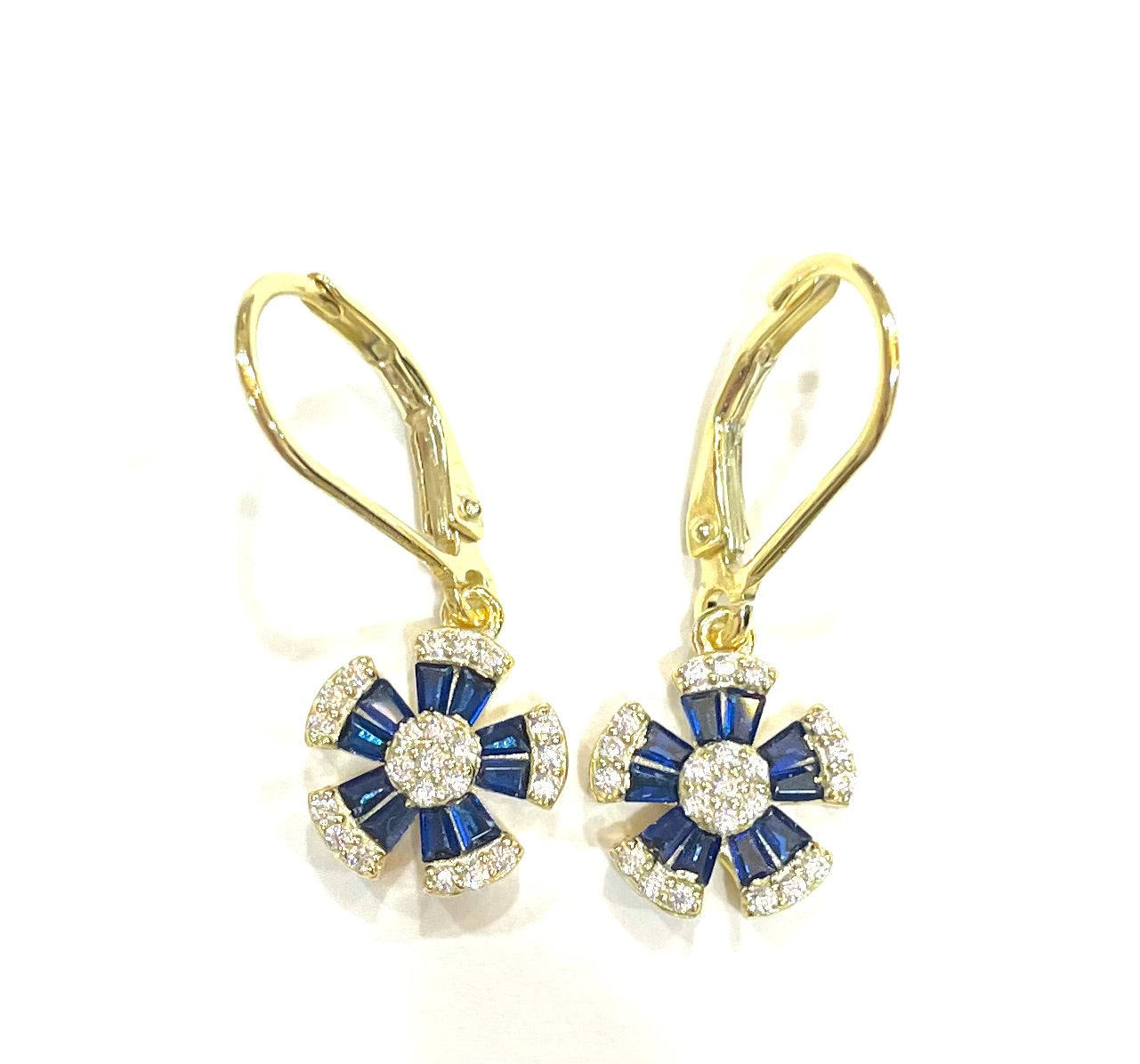 Flower Baguette Drop Earring