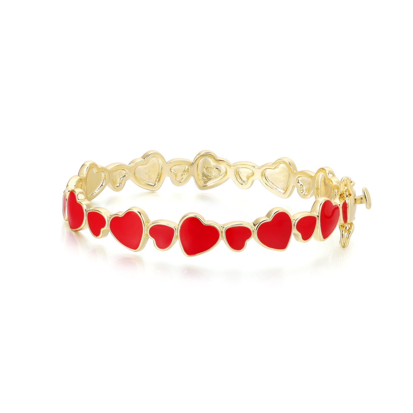 Gold Plated Red Heart Bangle