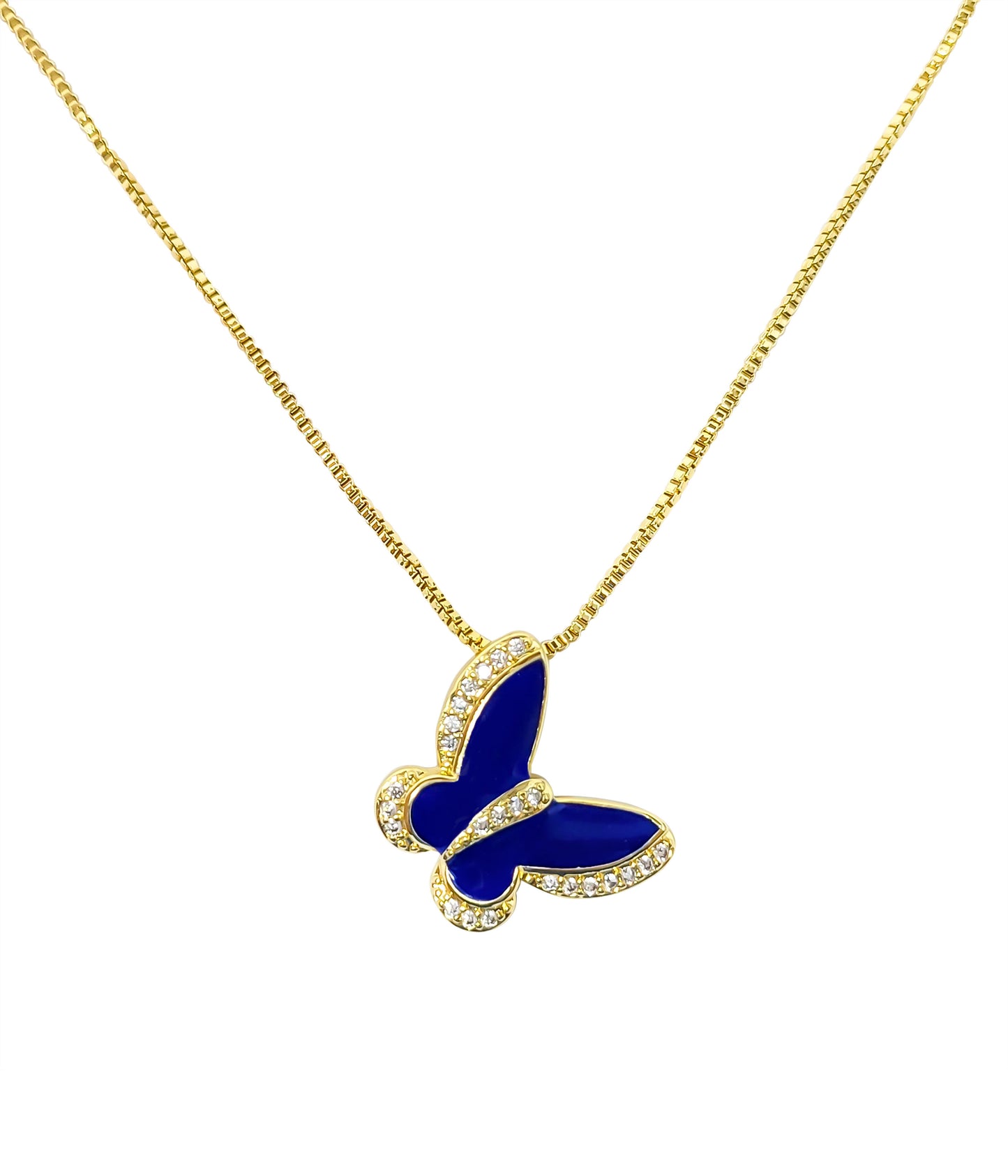 Cobalt Look Butterfly Pendant Necklace