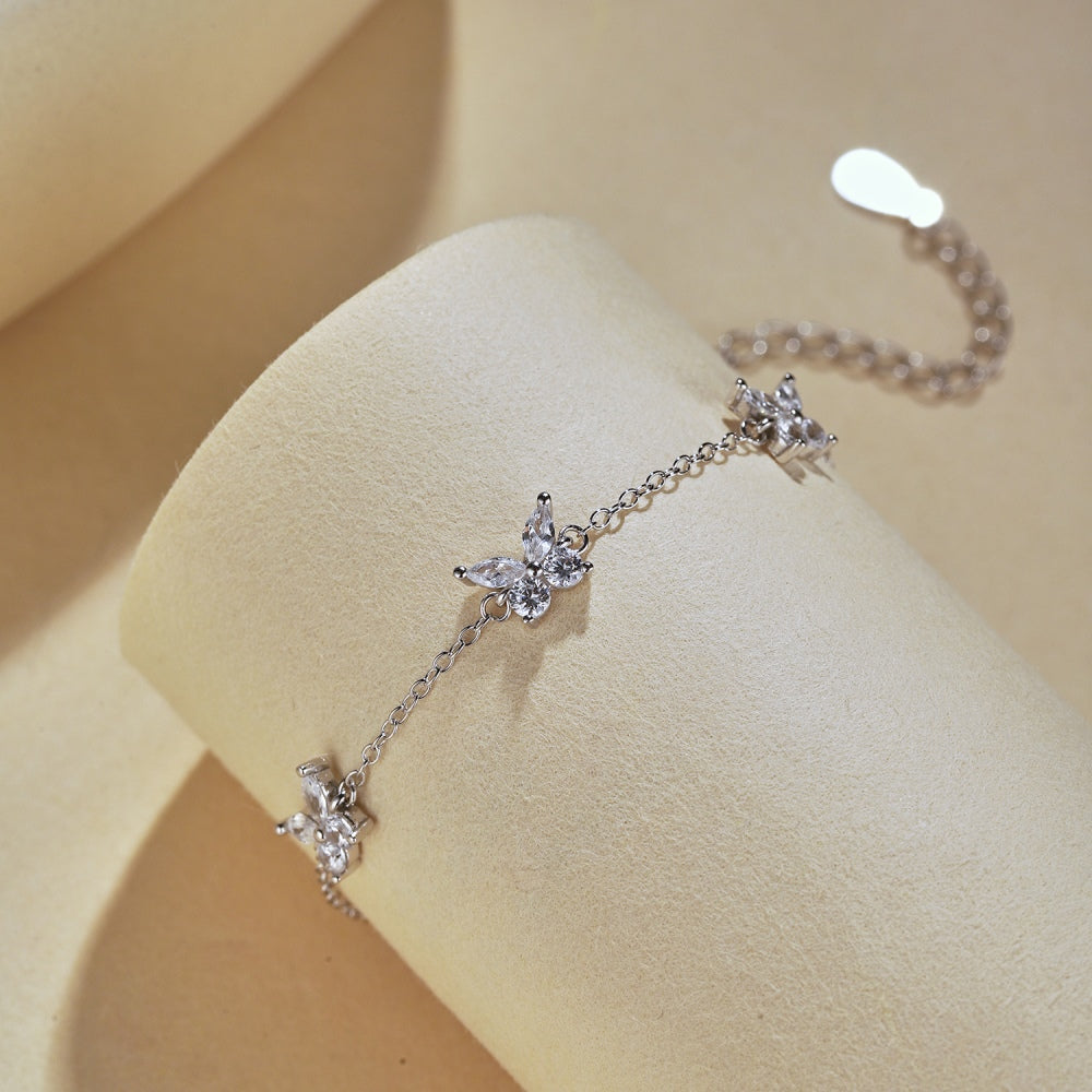 Sterling Silver Crystal Butterfly Bracelet