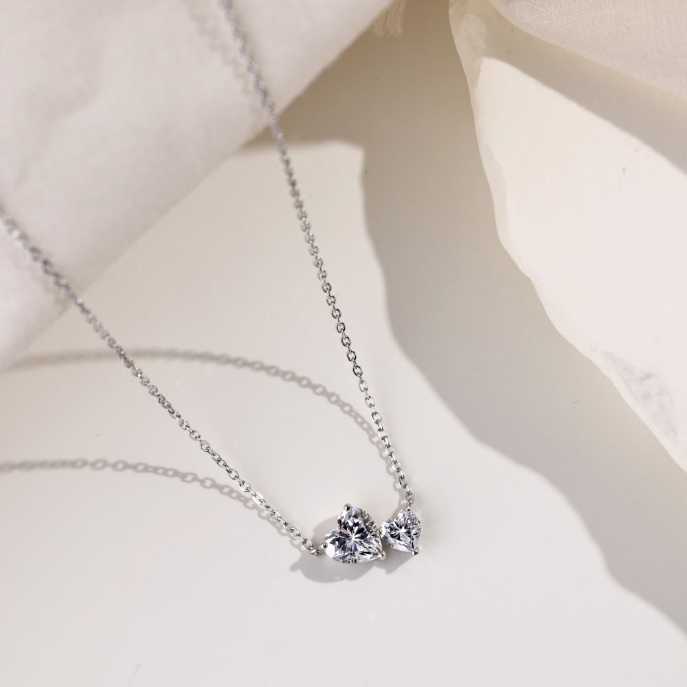 Silver Double Heart Necklace