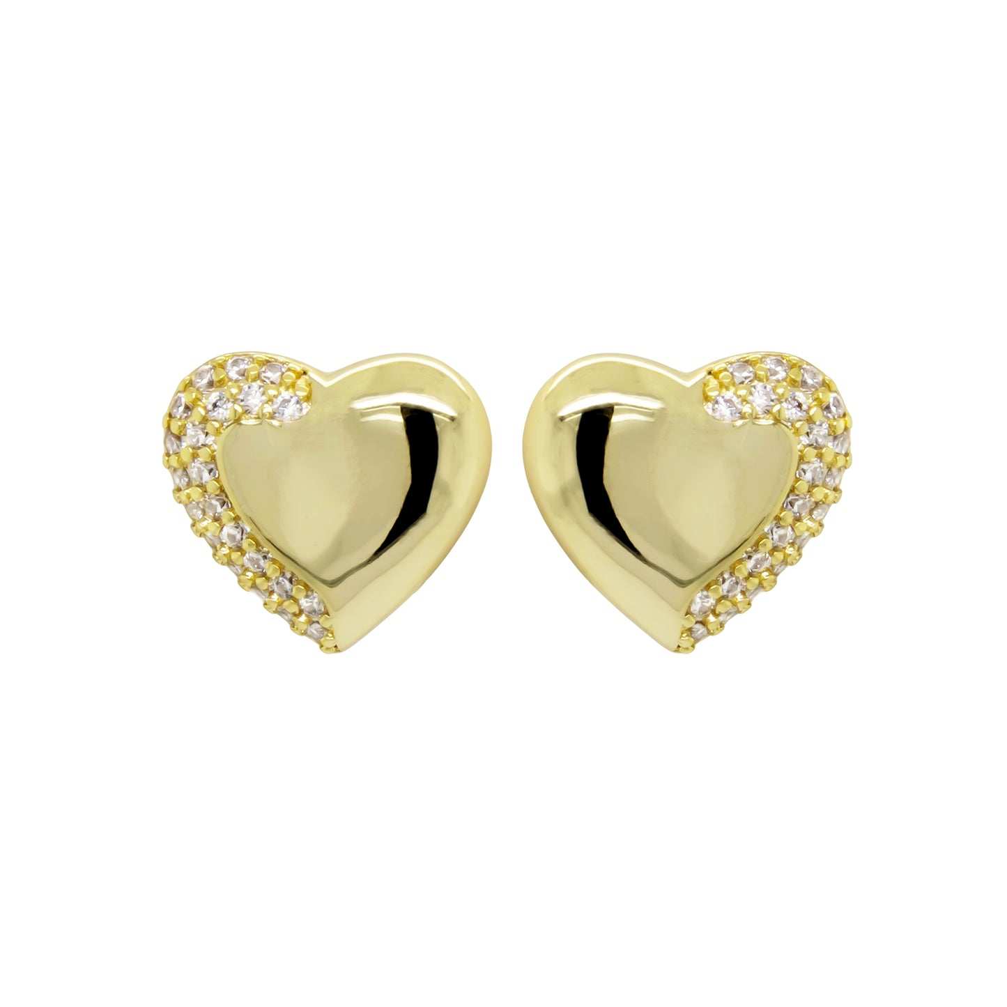 Gold Pave Heart Earring