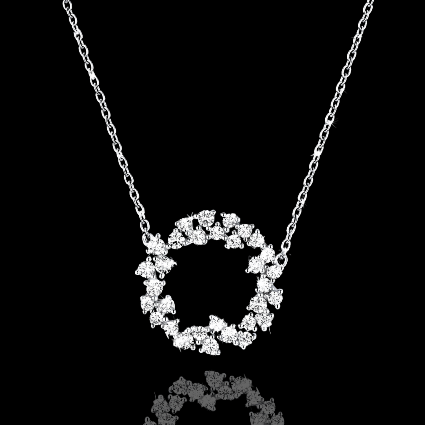 Silver Round Cluster Necklace
