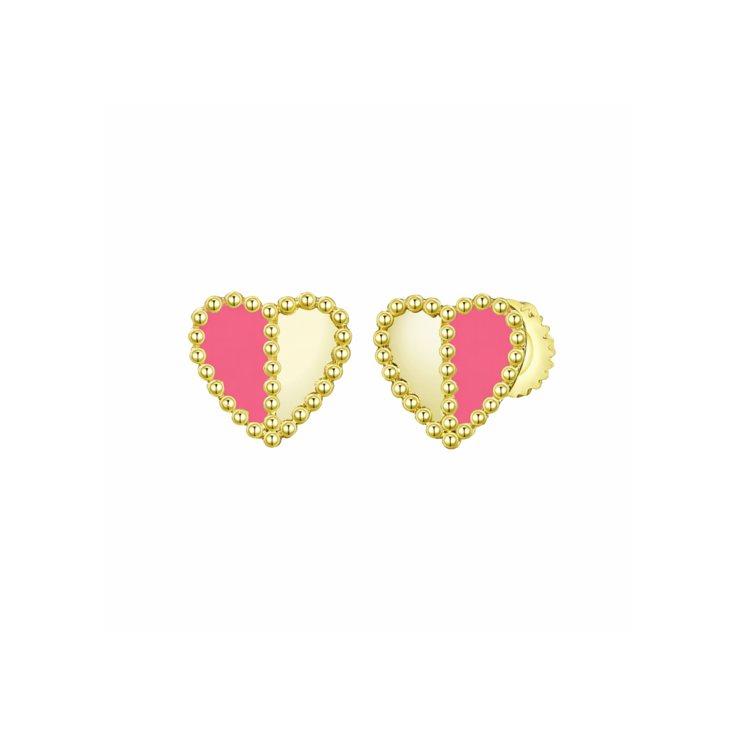 Gold and Pink Heart Earring