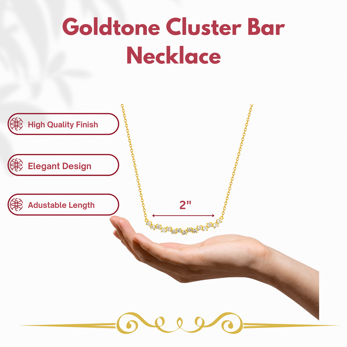 Gold Tone Cluster Bar Necklace
