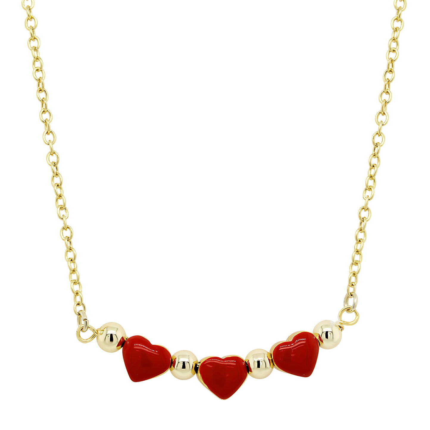 Triple Red Heart Necklace