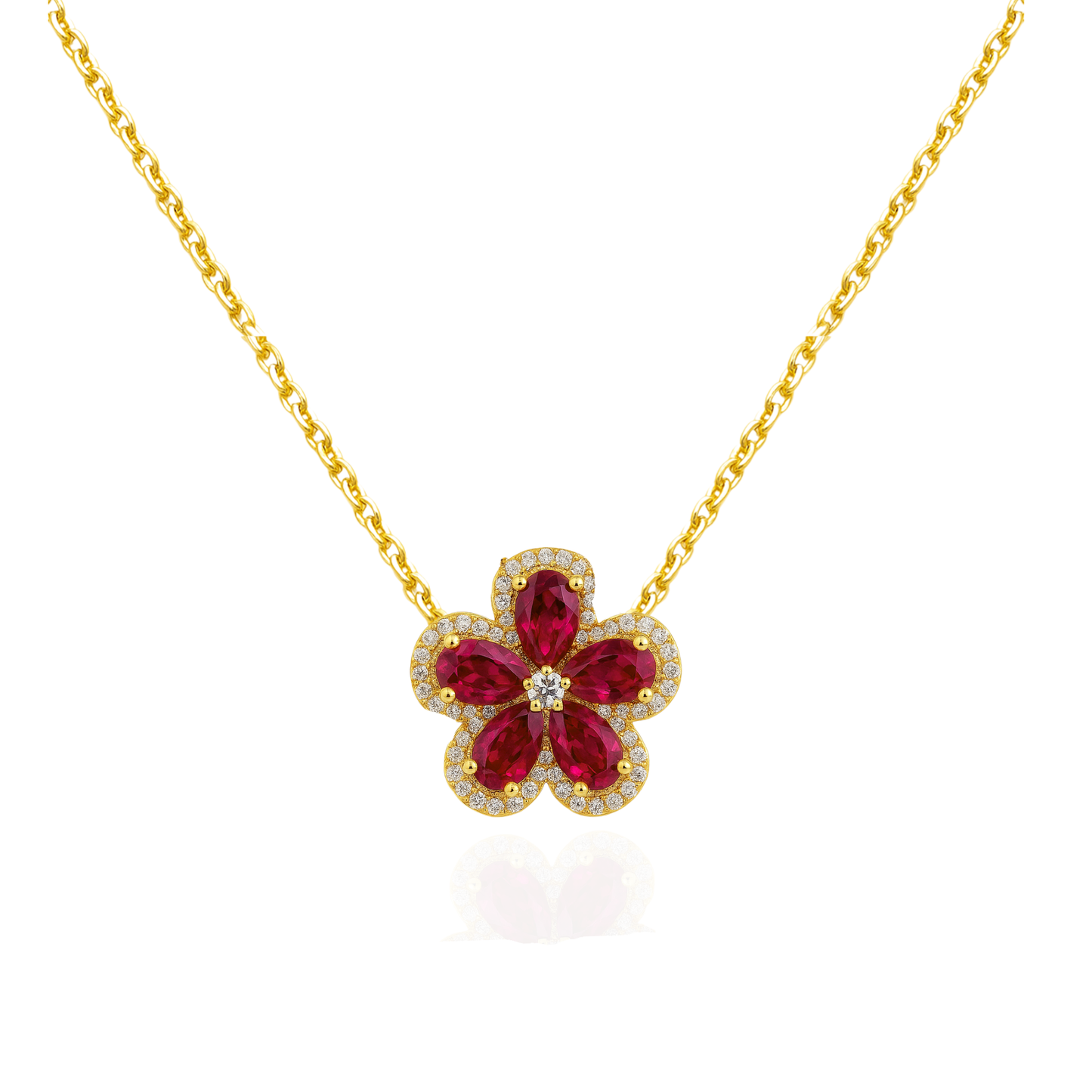 Colored Pave Floral Necklace
