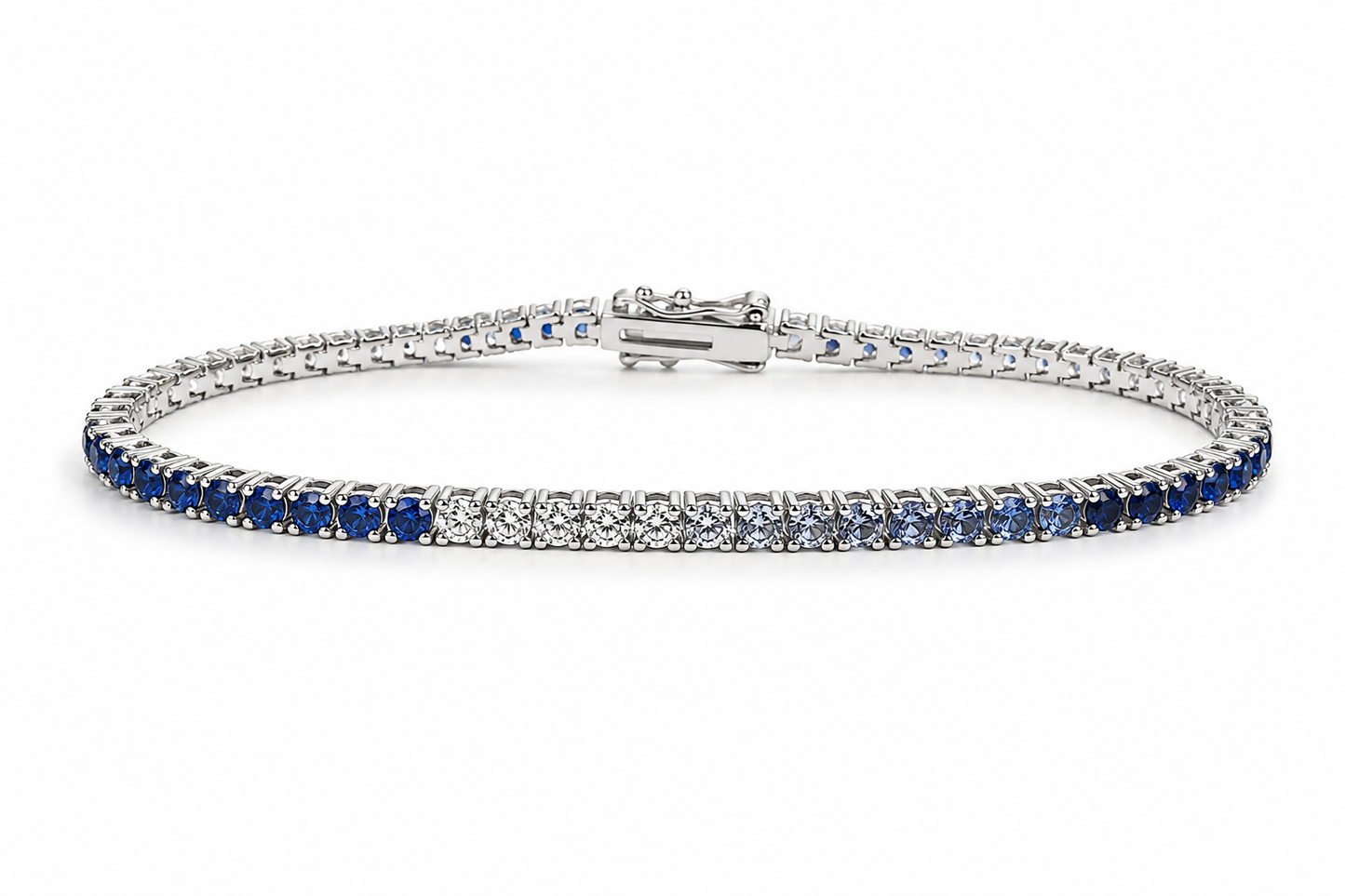 Silver Gradient Blue Tennis Bracelet