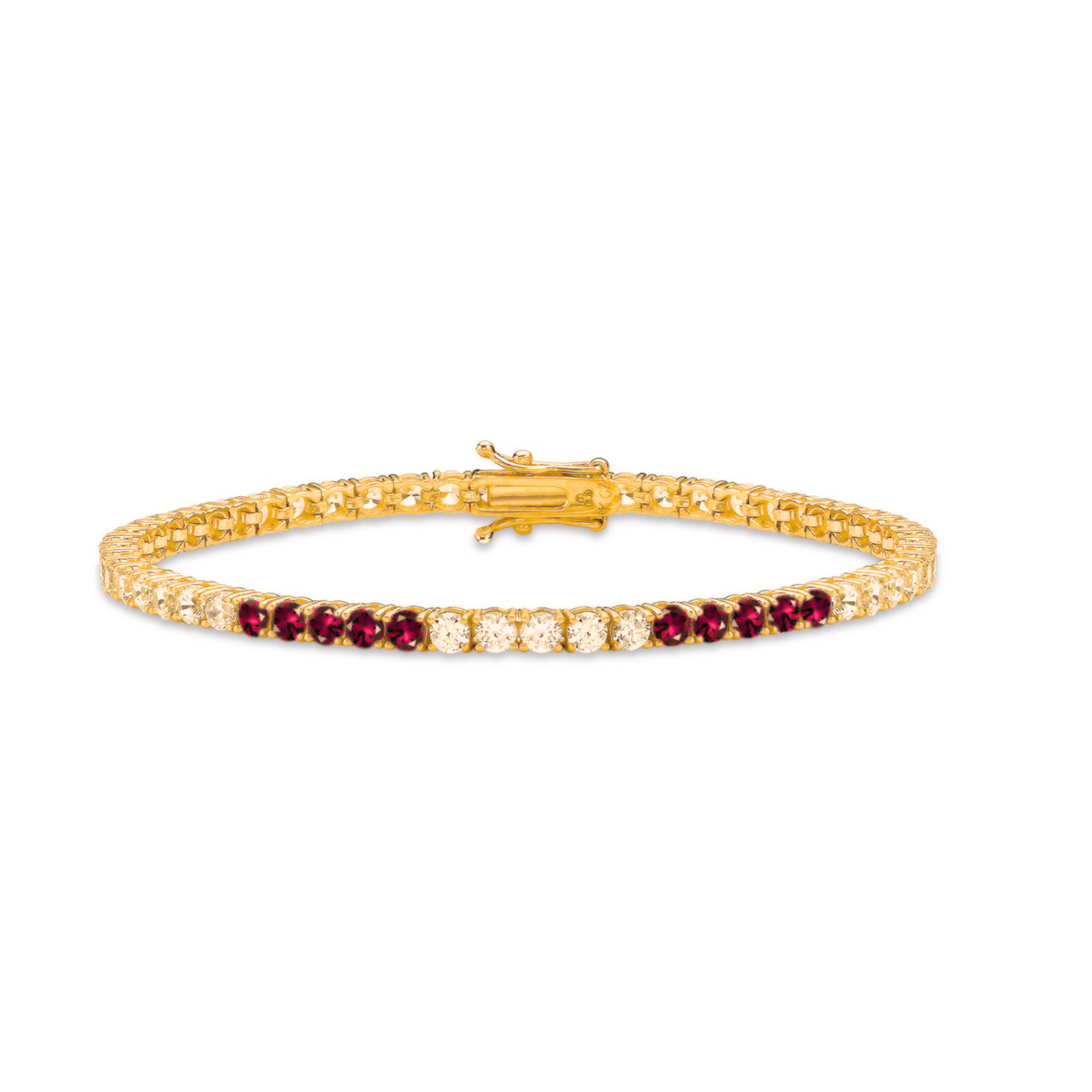 Gold Plated Colored Tennis Bracelet 5 Stone