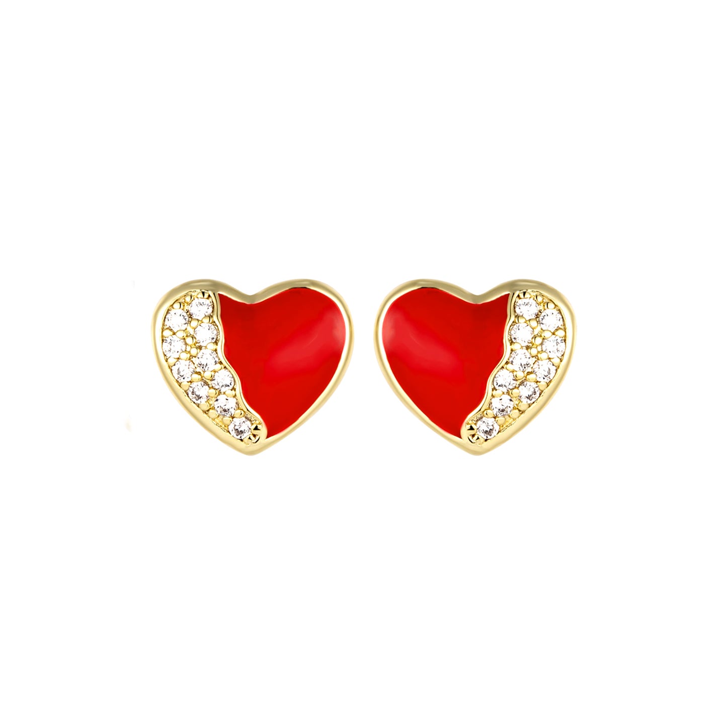 Red Pave Heart Stud Earring - Sold Out