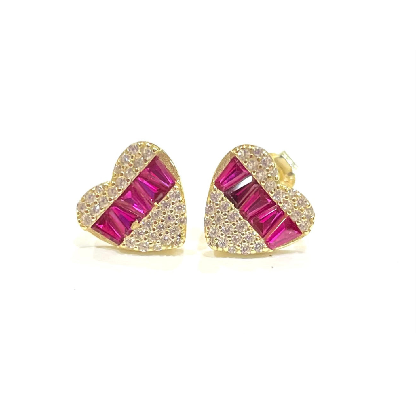 Baguette Heart Stud Earring