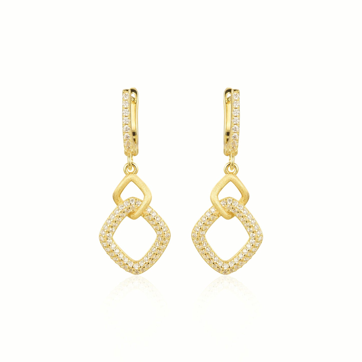 Double Daimond Charm Drop Earring