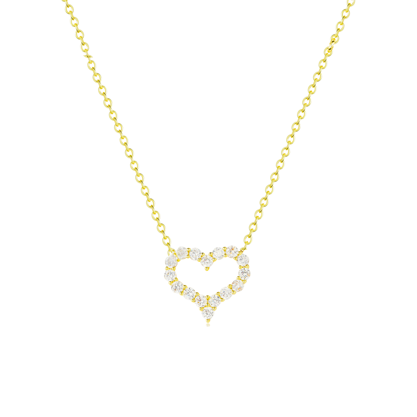 Dainty Small Rhinestone Heart Necklace