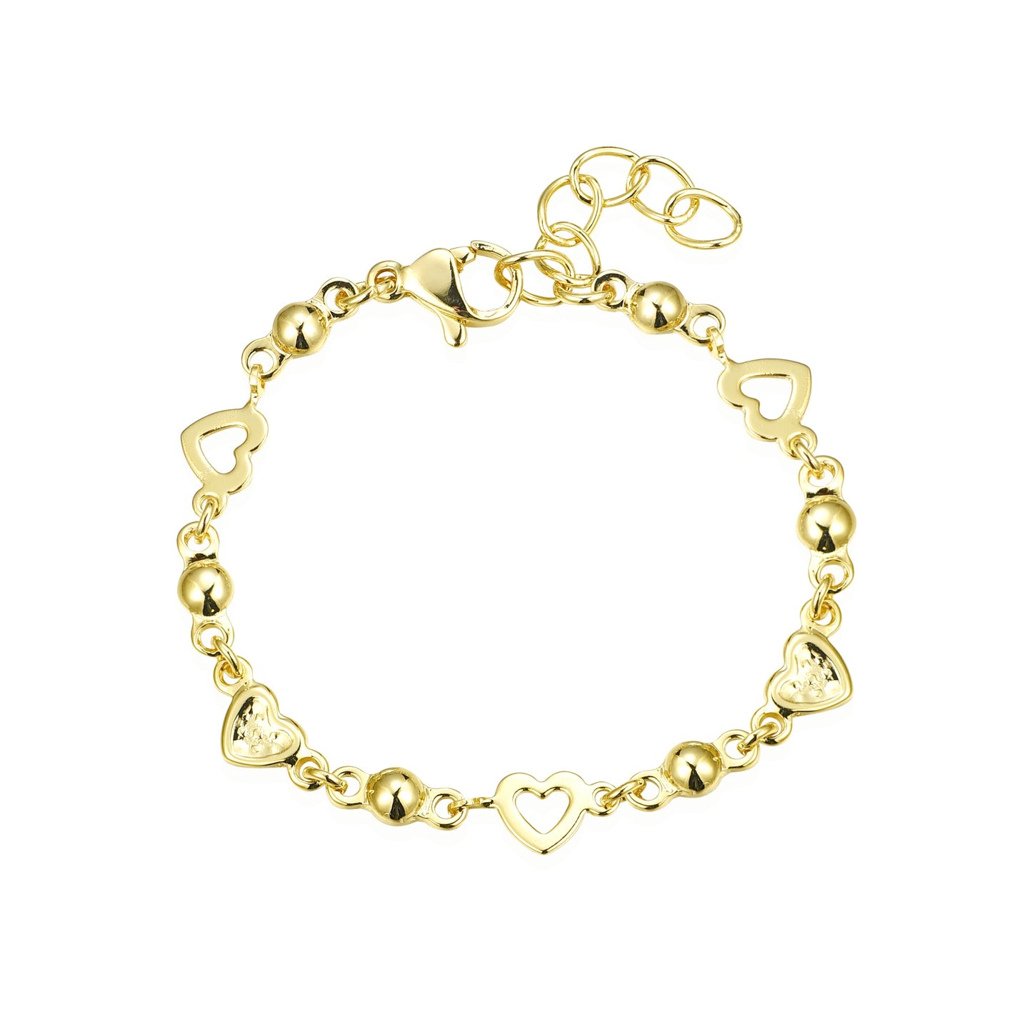 Gold Plated Hearts and Beads Bracelet