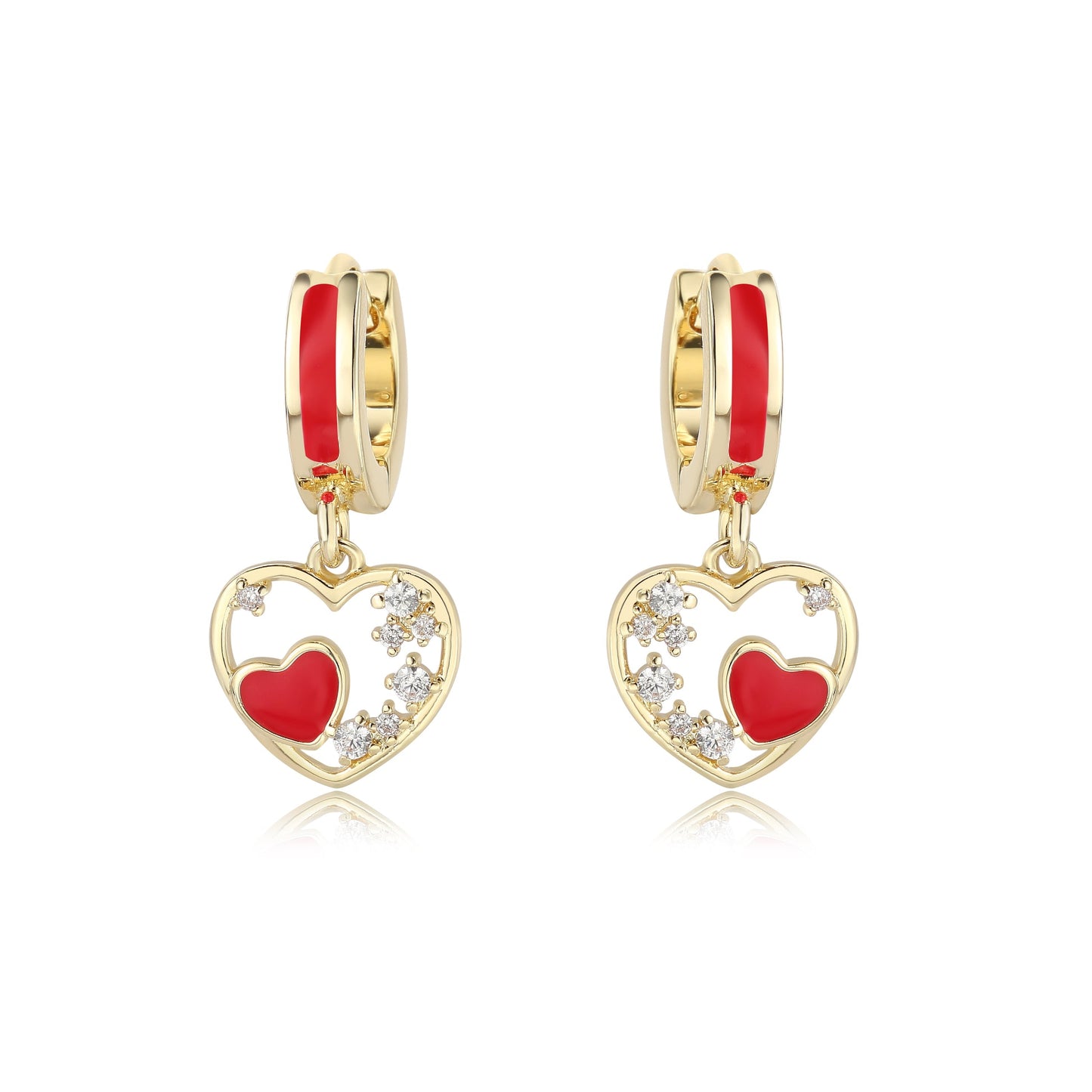 Red and Crystal Drop Earring