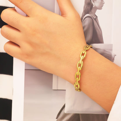 Gold Plated Stainless Steel Chain Link Bangle