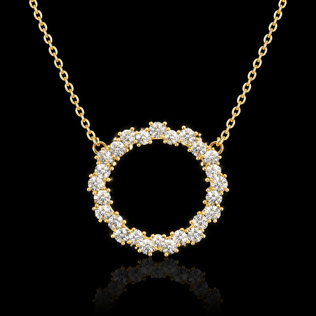Cluster Disc Necklace with Rhinestones