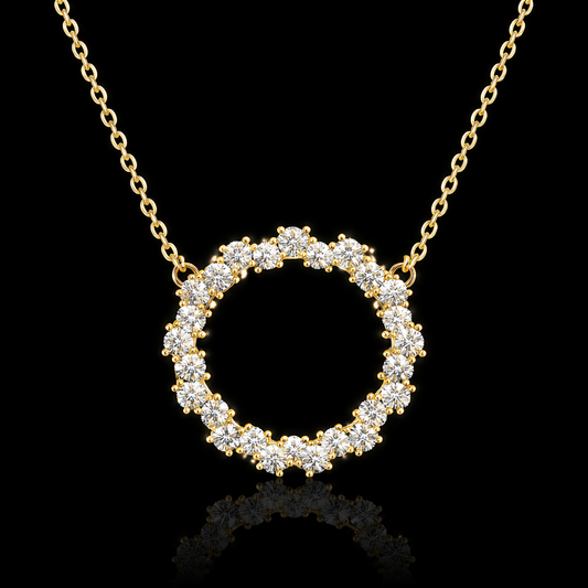 Cluster Disc Necklace with Rhinestones
