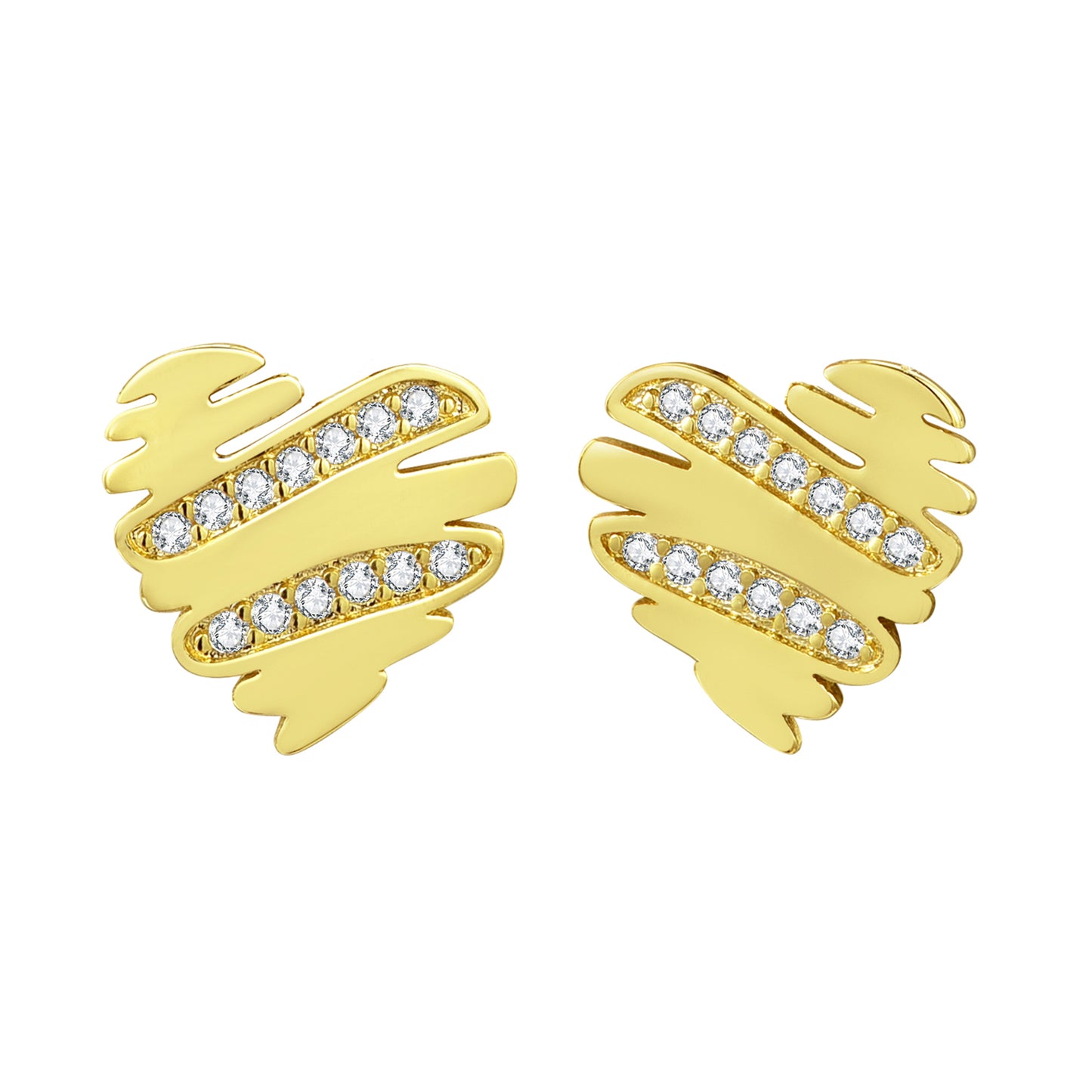 Gold Wave Heart Earring