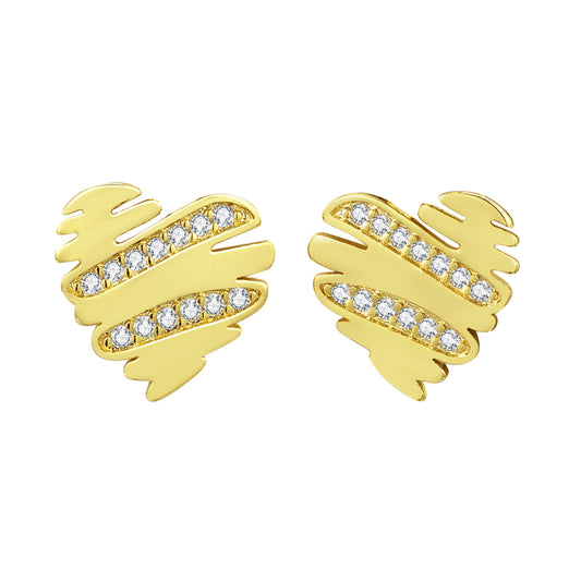 Gold Wave Heart Earring