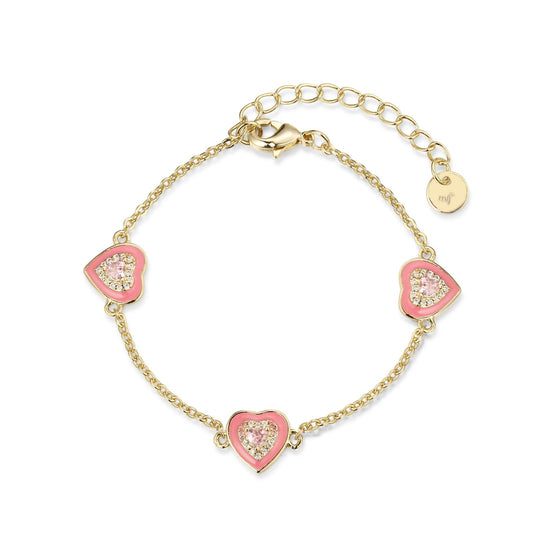 Gold and Pink Heart Bracelet