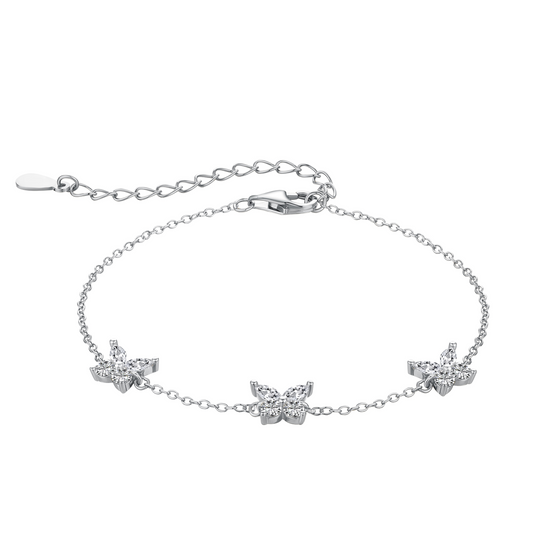Sterling Silver Crystal Butterfly Bracelet