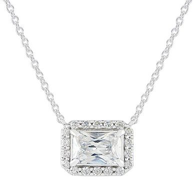 Halo Solitaire Rectangle Necklace