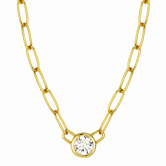 Paperclip Bezel Solitaire Necklace