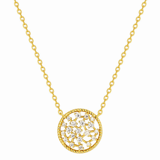 Scattered Stone Disc Necklace