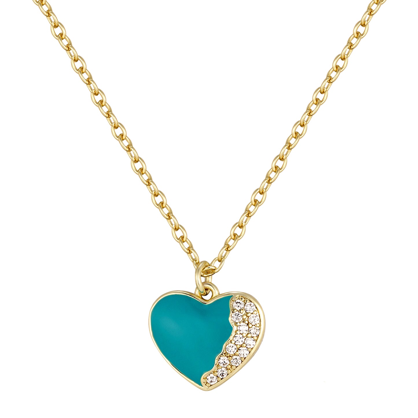 Turqoise Enamel Heart Necklace