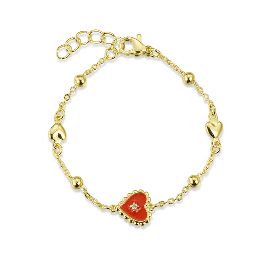 Red Enamel Heart Satellite Bracelet
